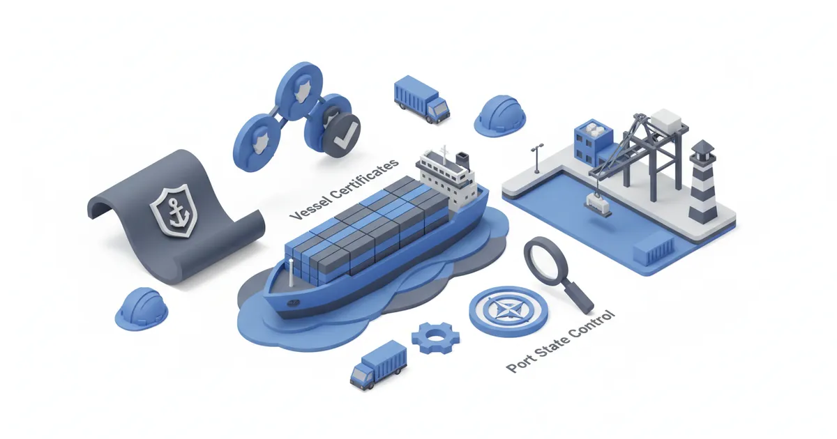 Illustration for Maritime Compliance in the US: Vessel Certificates and Port State Control โ Industry